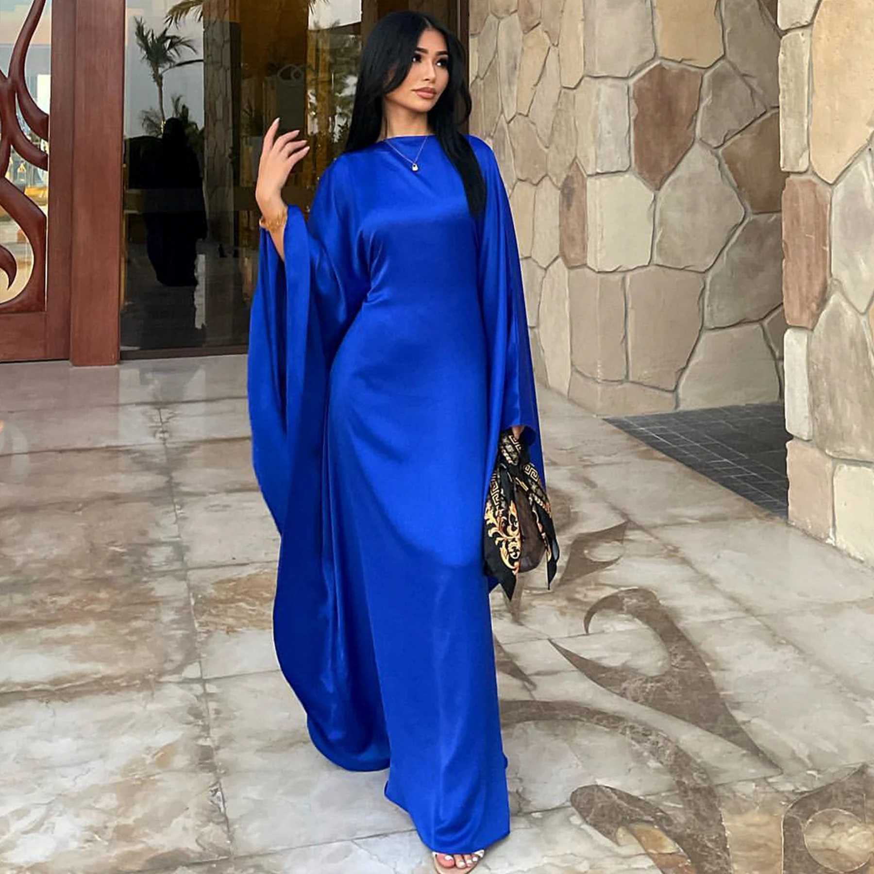 New Maxi Modern Abaya Islamic Clothing Modest Plus Size Womens Dresses Satin Butterfly Abaya Women Muslim Dress Long Robes X250514