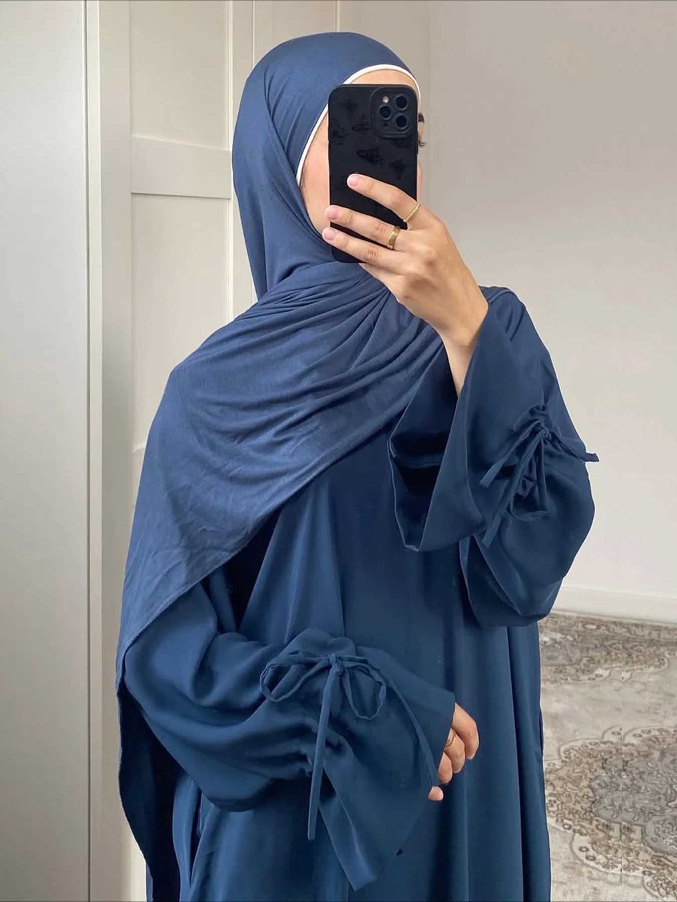 Eid Muslim Dress for Women Abaya Bow Jalabiya Ramadan Lace Up Vestidos Largos Islam Arab Long Robe Morocco Dubai Kaftan 2025 X250514