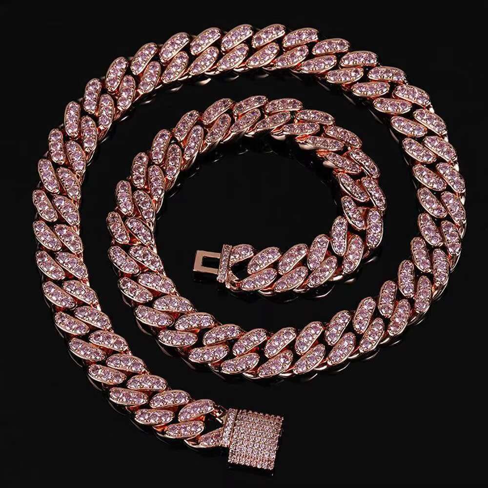 Hip hop street rap 12mm men's chilled Cz Miami Cuban chain necklace