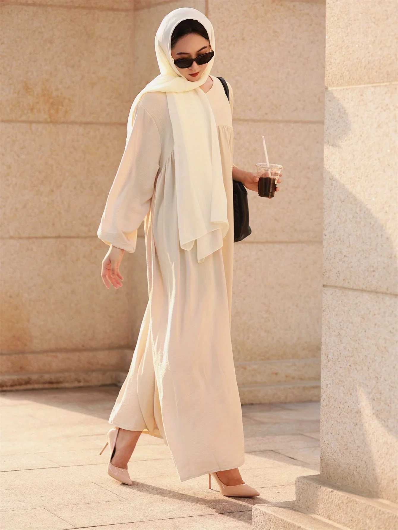 Full Slve Casual Loose Maxi Dress Women Modesty Prayer Long Dresses Abaya Muslim Dresses Ramadan Turkey Robe Islamic Clothing X250514