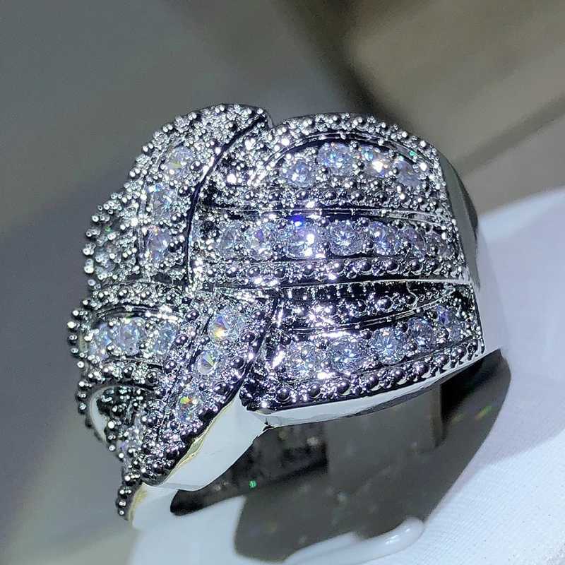 New Twinkling CZ Zircon Stone S925 Silver Color Band Rings for Women Wedding Engagement Fashion Luxury JewelryXJ250514