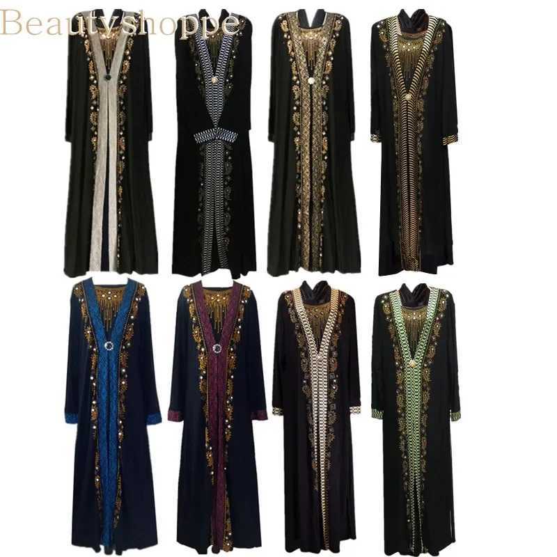 Islamic Abaya Kaftan Dubai Arabic Muslim Hijab Dress Caftan Marocain Eid DressRamadan Elbise Robe Femme Rhinestone Gowns X250514