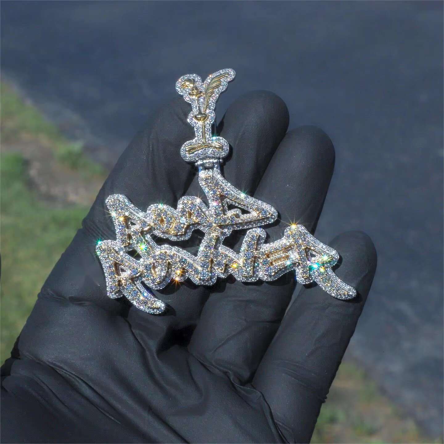 Custom Name Letter Pendant Iced Out Real S925 Silver 9k 10k 14k 18k Solid Gold Moissanite Diamond Initial Pendant