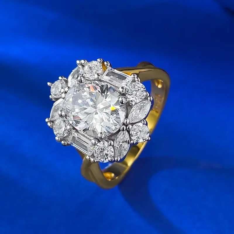 14K Gold Vintage Lab Diamond Ring 100% Real 925 Sterling Silver Party Wedding Band Rings for Women Engagement Jewelry GiftXJ250514