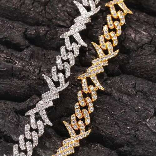 Hip hop men's necklace&gold bracelet ankle stainless steel chilled pyroxene sier Cuban chain