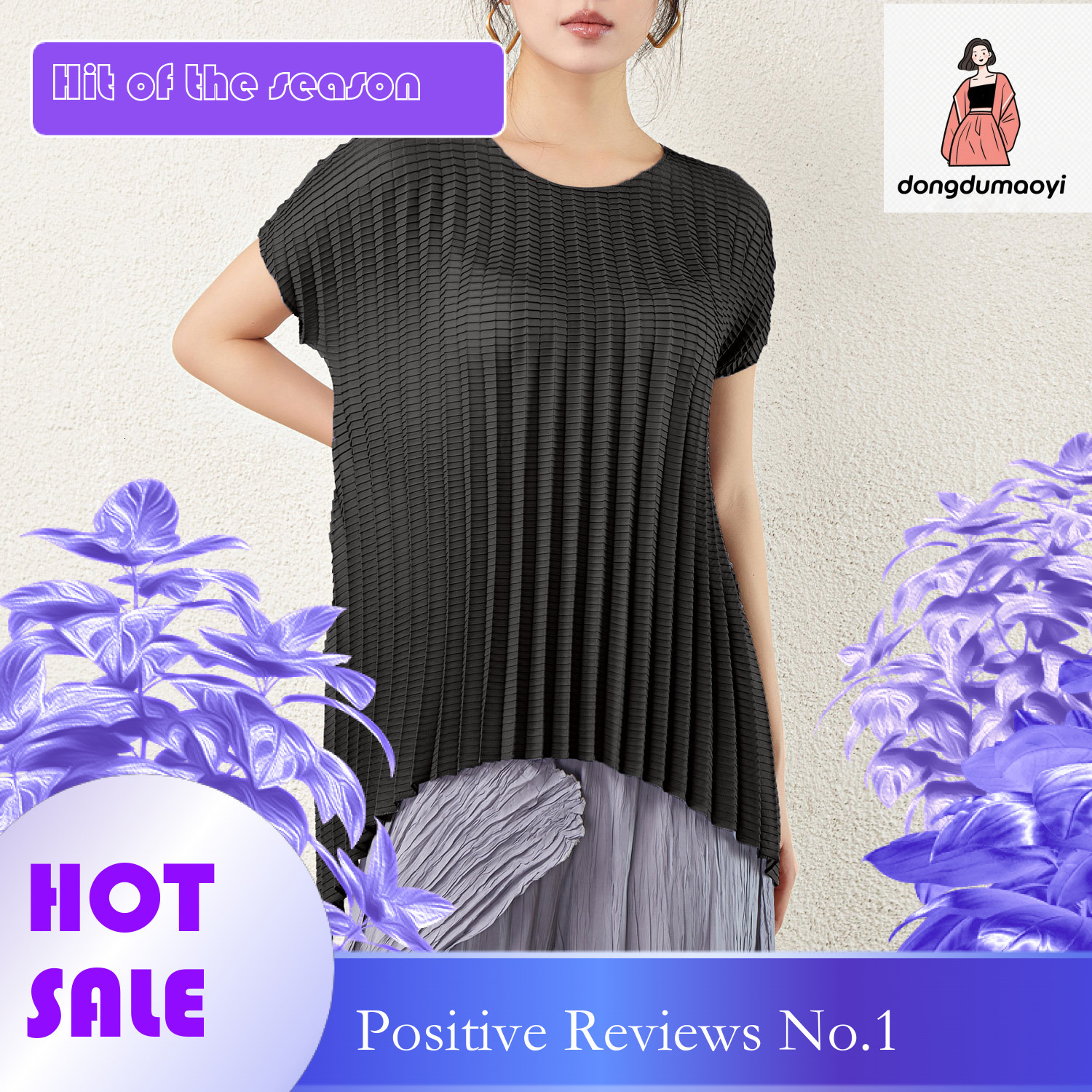 dongdumaoyi Miyake irregular top women's summer new collection with pleats, niche design, loose fit, plus size, fat mm sleeveless t-shirt for wom