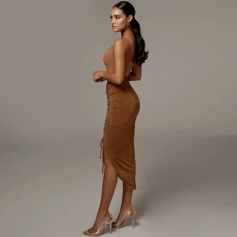 Womens Asymmetrical Shirring Skirt High Waist Pleated Fashion Pencil Summer Solid Wrap Hip Sexy Slim Irregular Skirts 250514