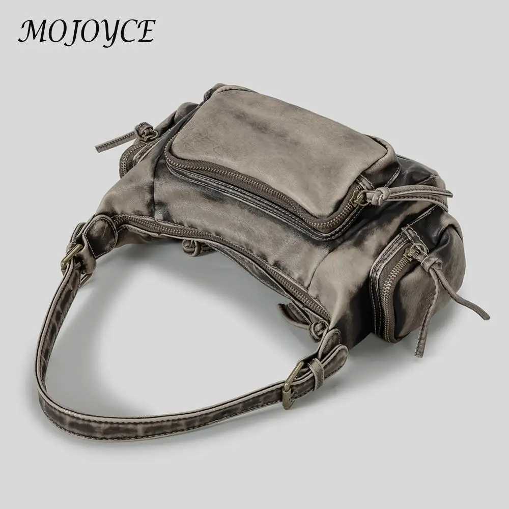 Wen Y2K Underarm Bag Solid Color PU Stylish Punk Armpit Bag Large Capacity Vintage Handbag Tree-pockets for Party Vai Z250514