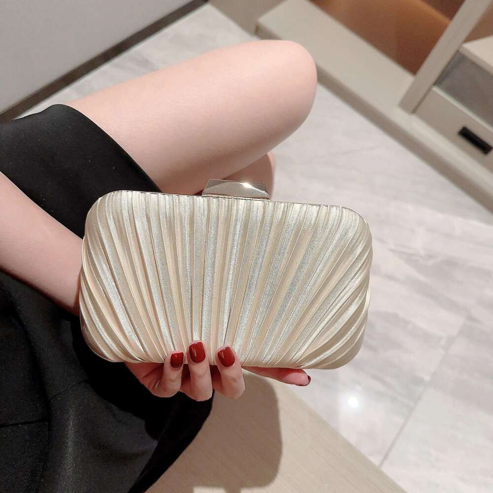 classic pleated Women's design satin square dress evening party prom wedding clutch bag c