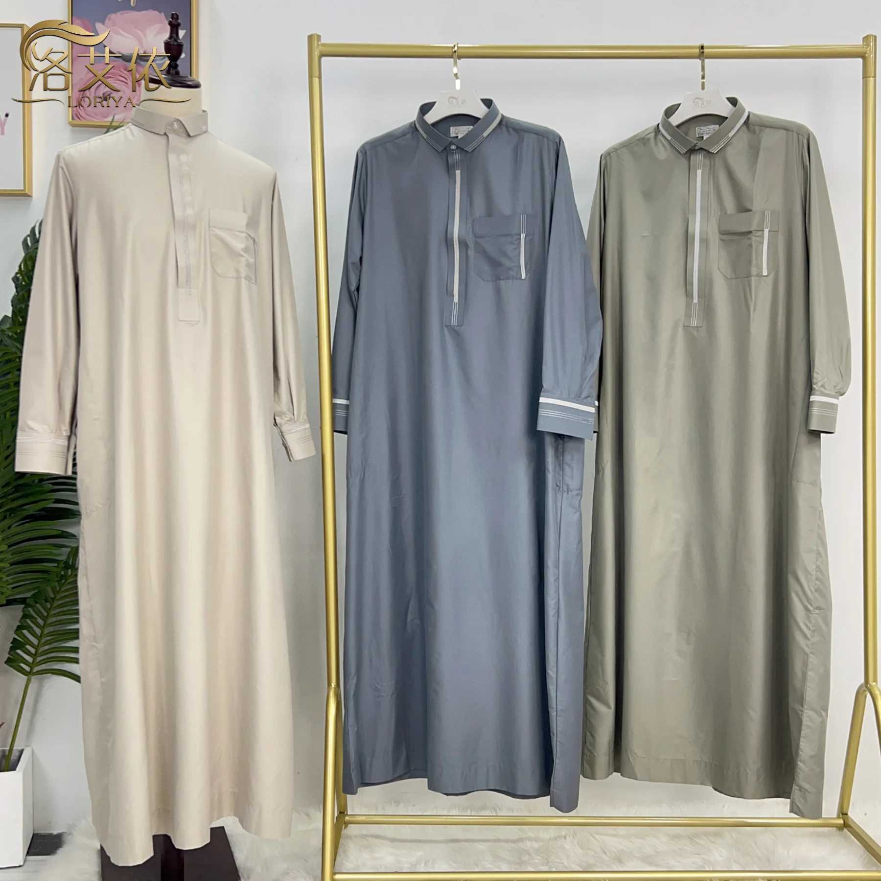 New Muslim Men Jubba Thobe Eid Ramadan Islam Clothing Saudi Arabic Robe Turkey Kaftan Dubai Abaya Zipper Button Daffah Dishdasha X250514
