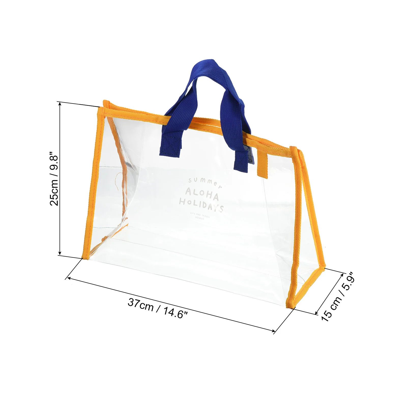 Clear Tote Bag PVC Beach Toiletry Pouch Makeup Cosmetic Organizer for Travel Swimming Blue OrangeRed Grey 250514