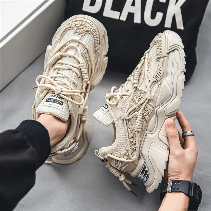 Platform Fashion Clunky Sneakers Men Casual Breathable Sports Dad Shoes Male Fiess Footwear 2023 3381