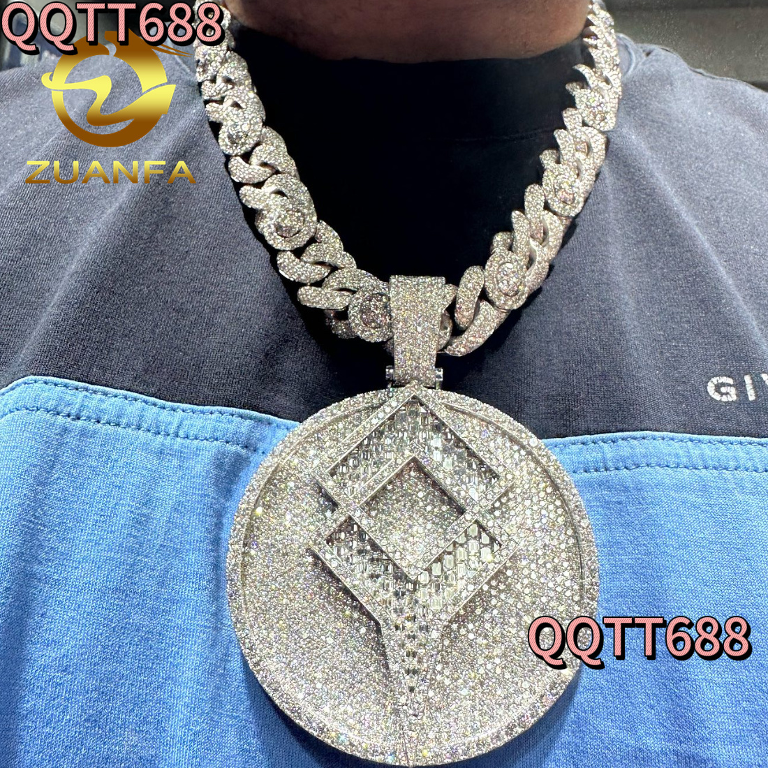 Personalized Jewelry Mens Iced Out Pendant 925 Sterling Silver VVS Moissanite Diamond Fine Jewelry Custom Pendant