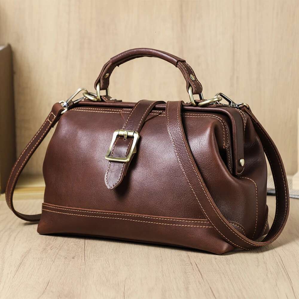 New leather suspender shoulder bag women's designer handbag women's handbag fashion women's doctor bag