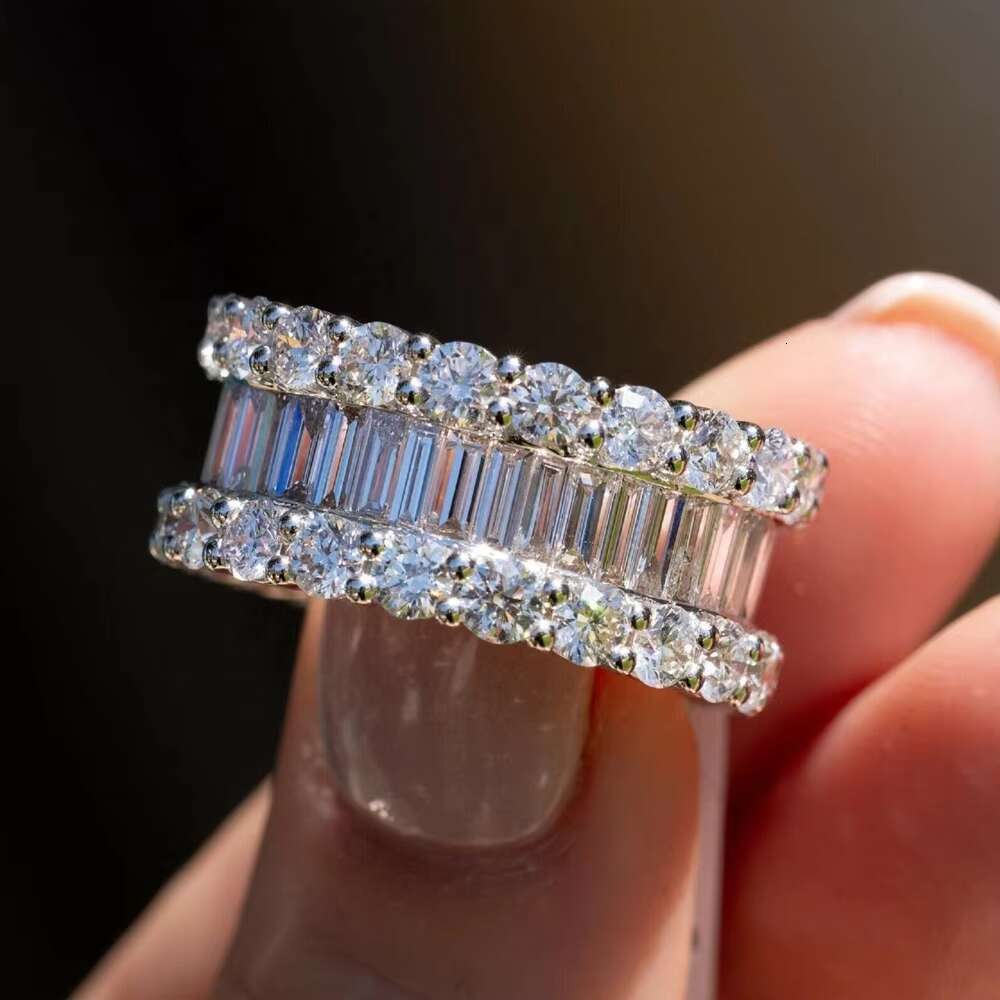 925 10k 14k Real Solid Gold Rings Luxury Fashion Finr Hip Hop Jewelry Iced Out Vvs Moissanite Diamond Ring