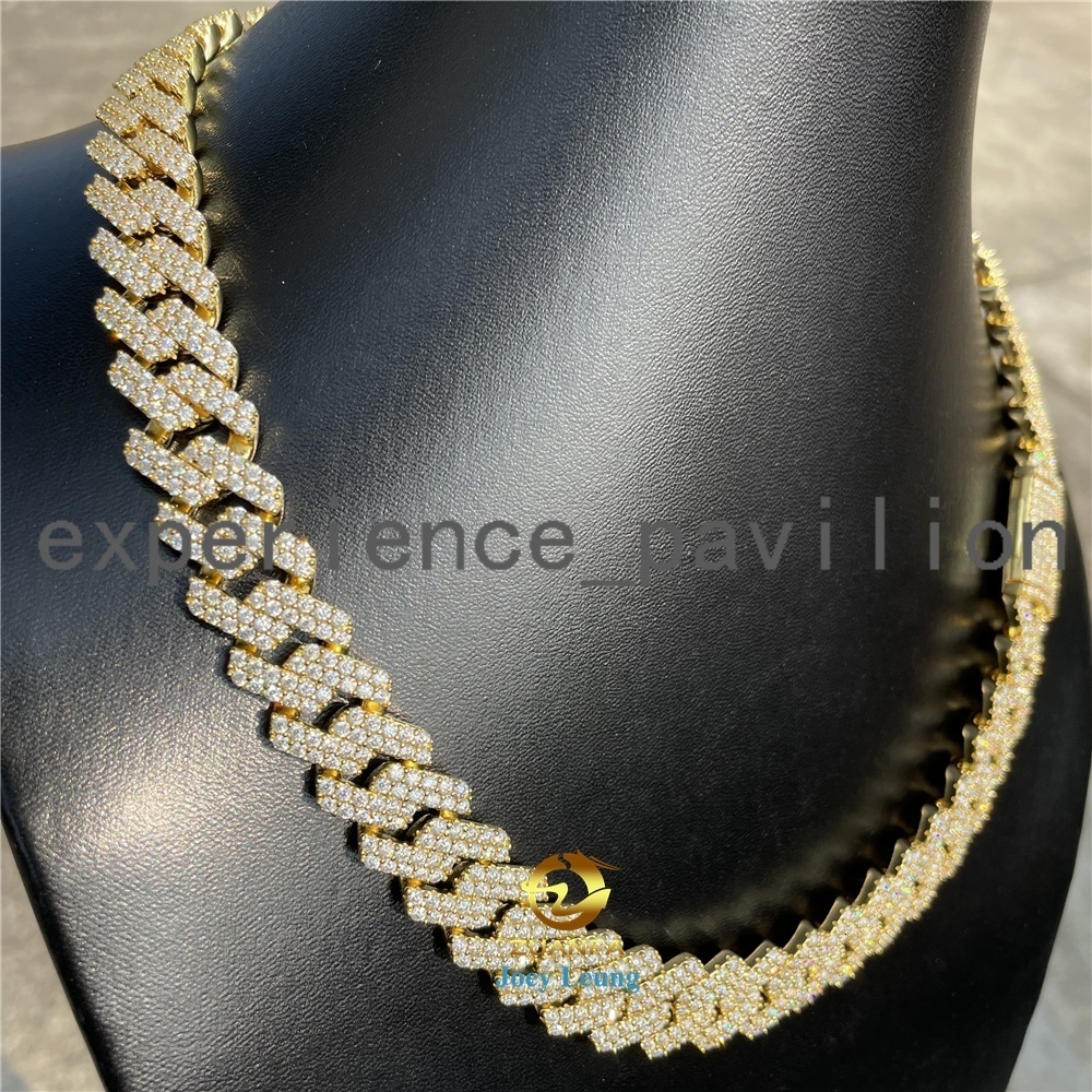 Pass Diamond Tester S925 Mens Initial Necklace VVS Moissanite Diamond Hip Hop Jewelry Fully Iced Out Miami Cuban Link Chain