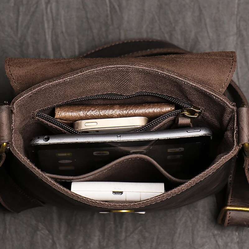 Genuine Leather Daily Casual Shoulder For Men Small Dark Brown Vintage Messenger Bag Men's New Fashion Design Sling Bags