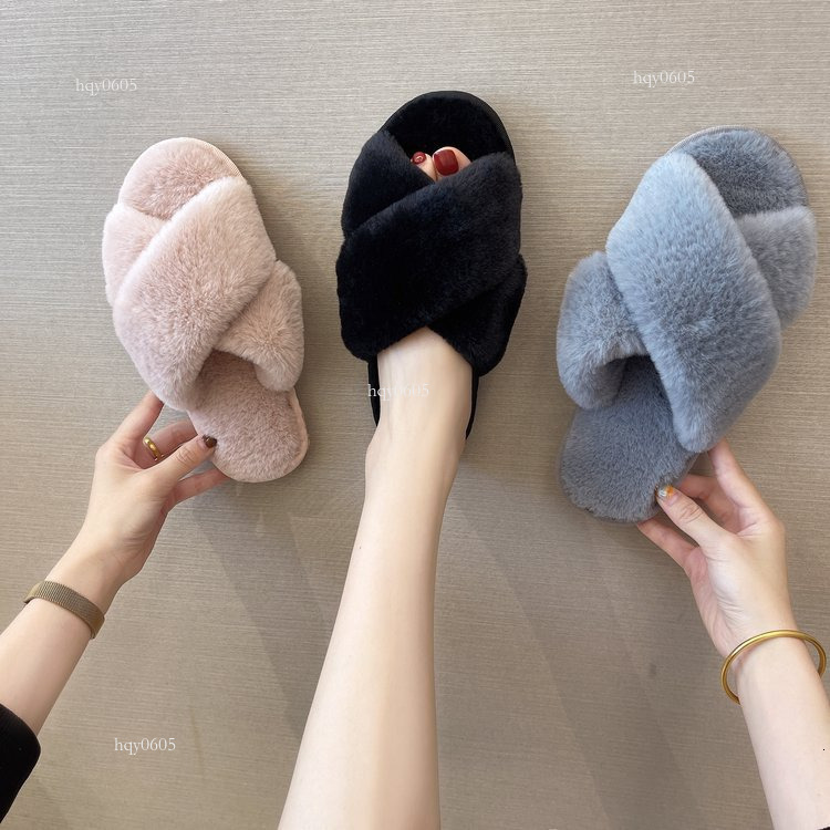 Top brand, high-quality new products, designer's new shoes, 2025 autumn and winter women's fashion cross belt, solid color plush home cotton
