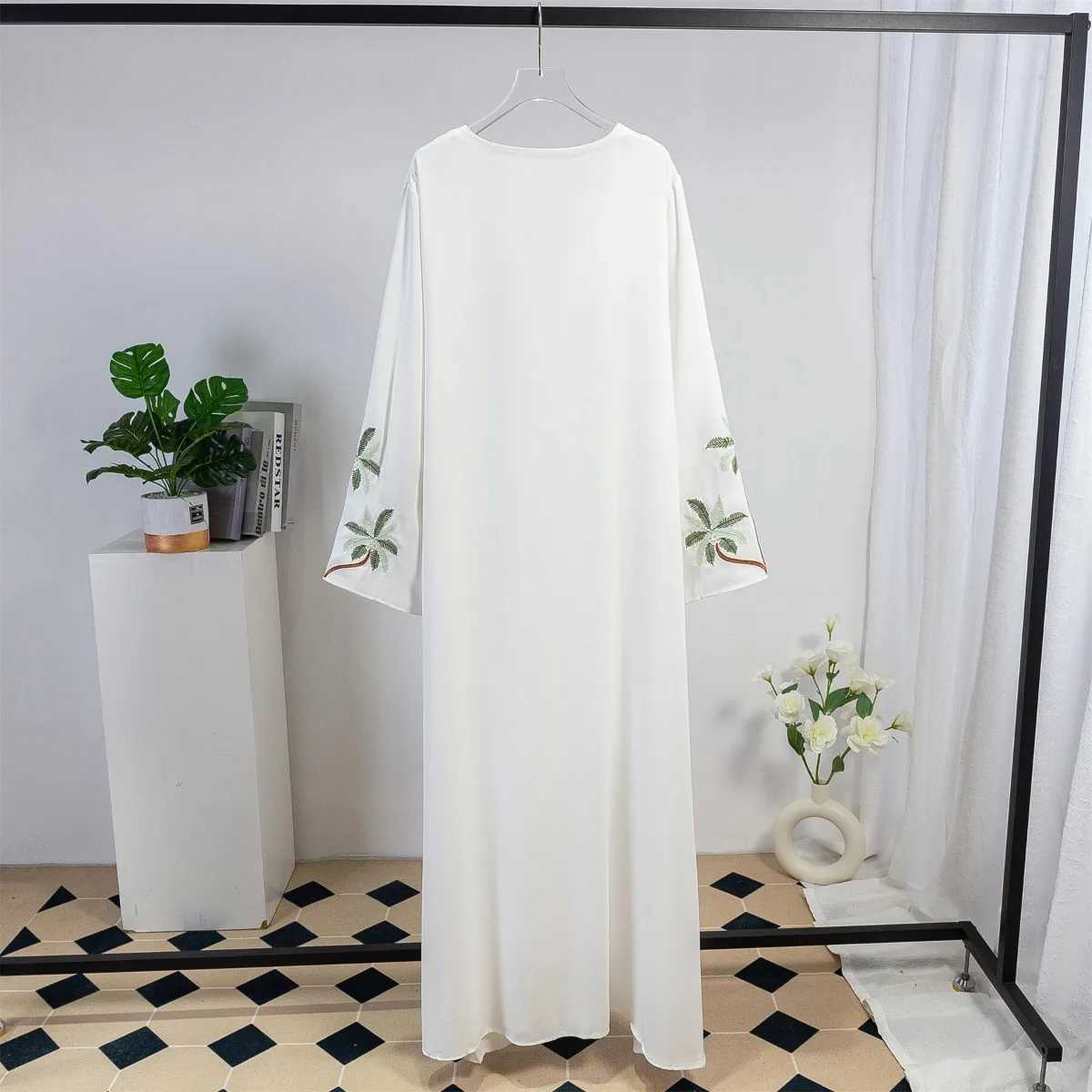 Embroidery Open Front Abaya Muslim Long Slve Maxi Length Dresses Womens Islamic Clothing women Abayas Muslim Kaftans Jilbabs X250514