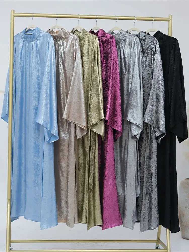 Ramadan Satin Shimmer Abaya Damen Dubai Luxury Islam Muslim Kaftan Dresses Ka Abayas For Women Robe Musulmane Femme Vestidos X250514