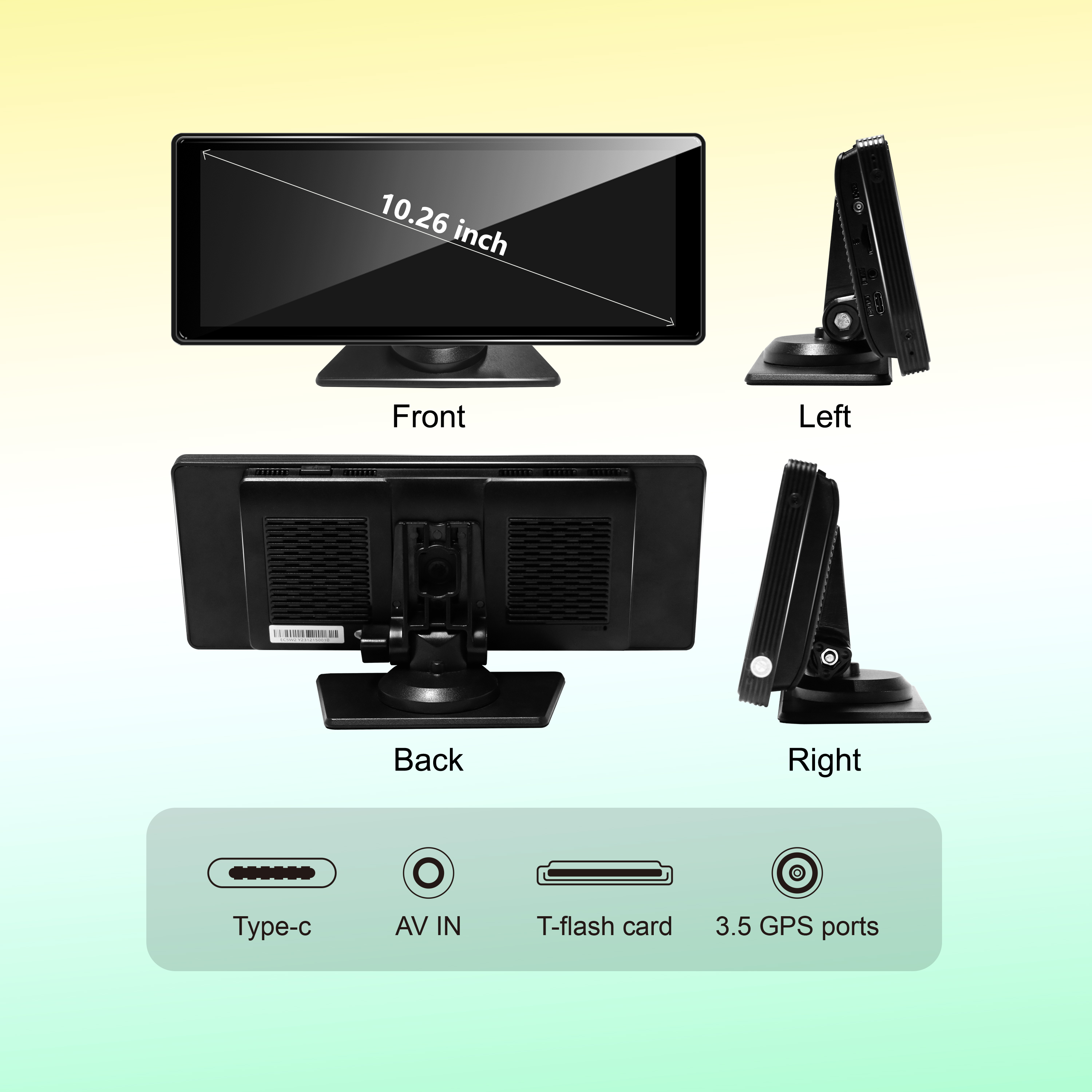 BY-CS105 10.26" Android 10 Car Display with Rear Camera Wireless CarPlay/Android Auto 2+32GB, WiFi & FM Transmitter OEM Support car screen factor