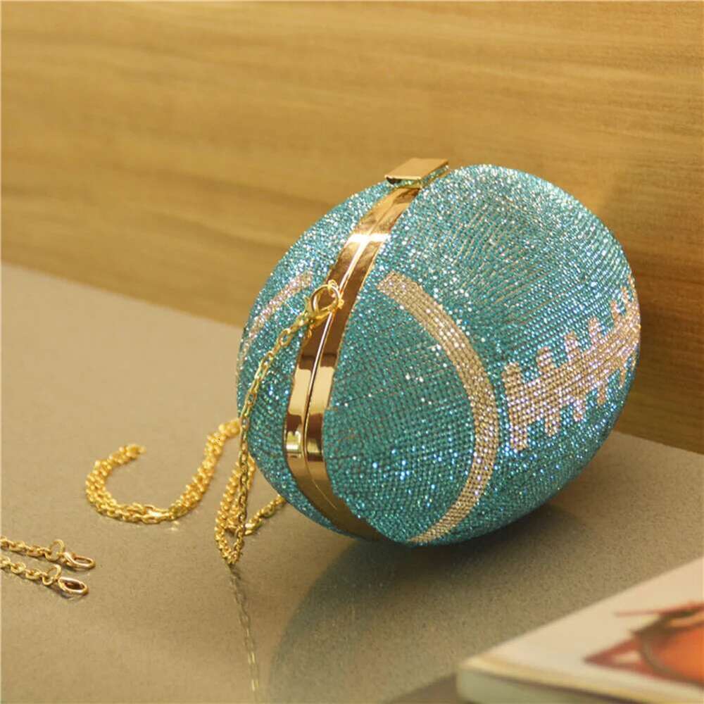 Bling Football Shape Evening Rhinestone Dinner Purse Creative Banquet 2025 Euro-American Shiny Dia Clutch Bag