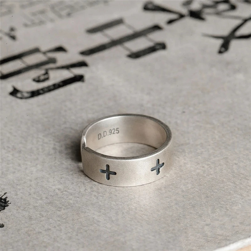 MKENDN Vintage 100% 925 Sterling Silver Men Religions Cross Ring For Women and Male Gothic Street Hip Hop Punk Christian Jewelry 250509