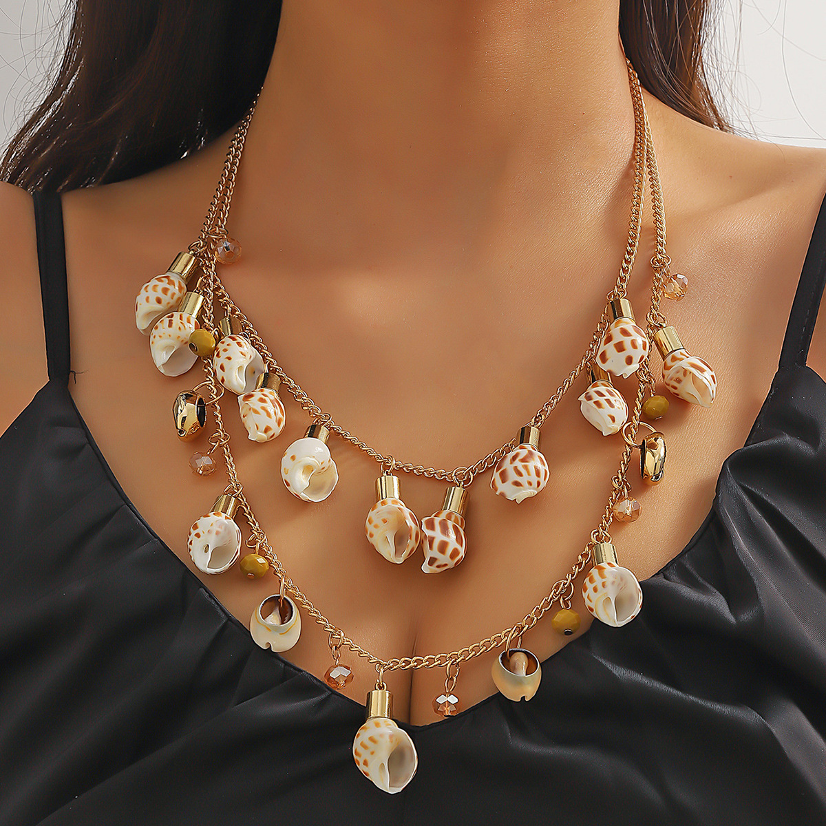 Crystal Chain Multi layer Alloy Necklace for Direct Sale Cross