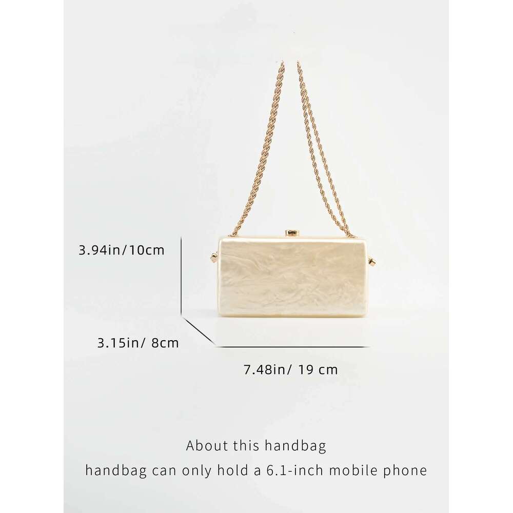 Retro European And American Splicing Trendyy Marble Banquet Box Versatile New Wedding Party With Hand-Held Cross-Body Pearlescent Acrylic Clutch Bag