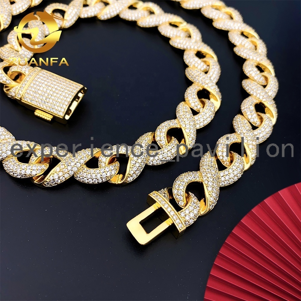 Wholesale Price Fashion Jewelry Necklace Brass Micro Pave Iced Out moissanite Diamond Custom Hip Hop Jewelry Cuban Link Chain