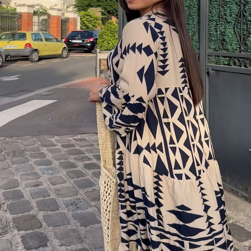 Women Clothes Dress Oversized Women S Autumn New Pullover Print Bohemian Dress For Women KQ