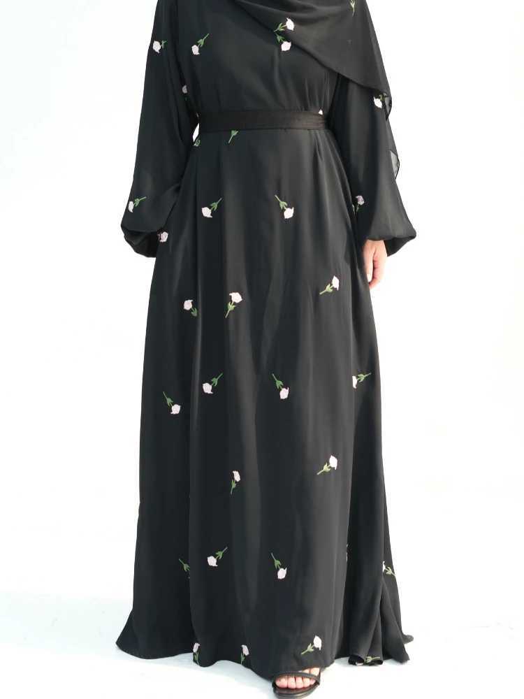 Black Muslim Kaftan Abaya Damen Dubai Arabic Embroidery Dresses Prayer Clothes Women Marocain Robe Femme Musulmane Vestidos New X250514