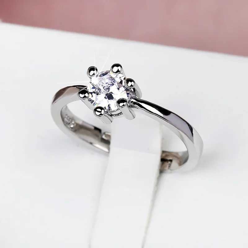Classic Six-cl Zircon Ring Jewelry Simple Black Gold White Black Diamond Ring Wedding Bridal Engagement Adjustable RingXJ250514