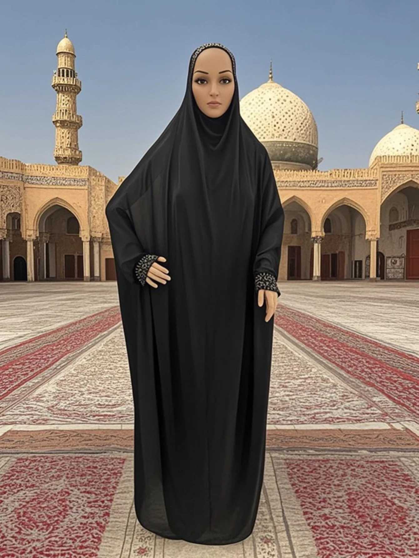 H098 Fr Size Muslim Dress Pray Khimar Kaftan Burqa Abaya Robe Hijab Middle East Clothing X250514