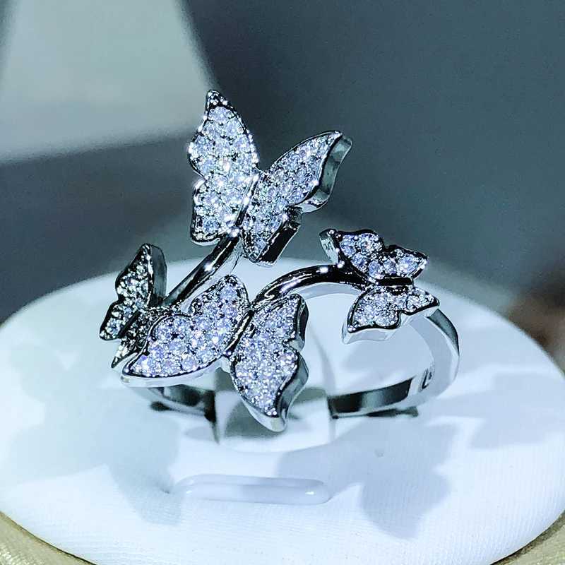 925 Sterling silver Elegant Bow Ring Colorful Resizable Ring Inlay Zircon Ring Fashion Jewelry Wedding Engagement RingXJ250514