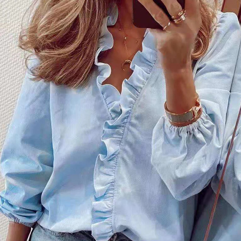 Spring Casual Chiffon Ruffles Shirt Office Lady Blouses Women Floral Long Sleeve Loose Female White Clothing Blusas 18246 250513