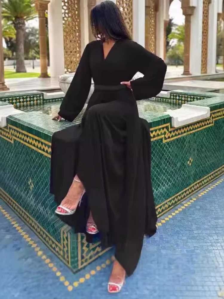 Women Abaya 2 Piece Set Eid Muslim Dresses Jalabiya Ramadan Morocco Sashes Dubai Open Abayas Kaftan Vestidos Arab Cardigan Robe X250514