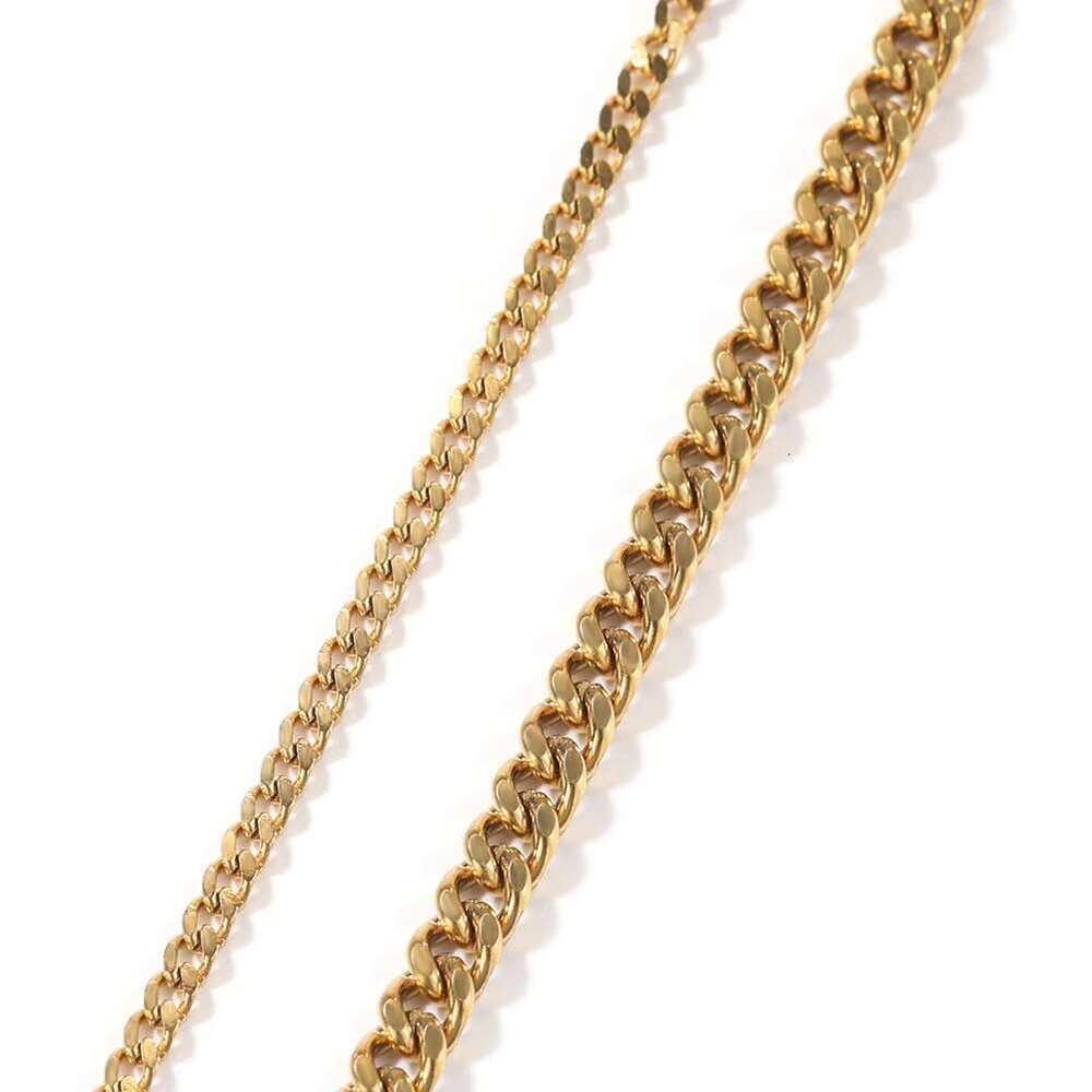 DHCollections gold square chain hip-hop Cuban design men's necklace bracelet