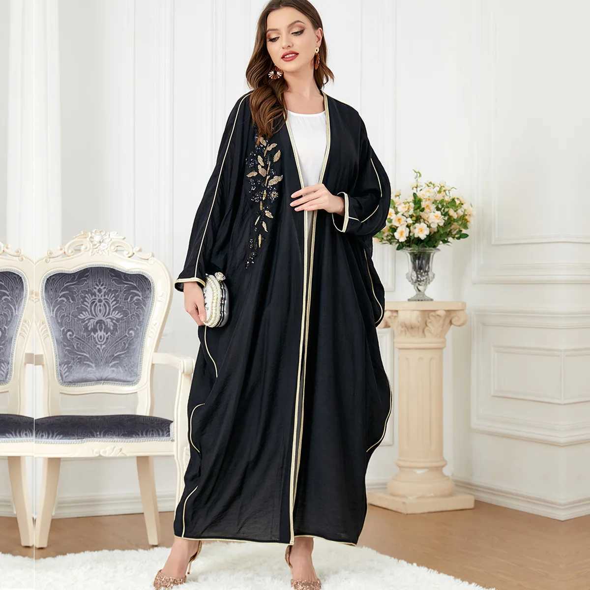 Muslim Abaya Dresses Dubai Black Cardigan on The Outside Robes Casual Loose Abayas for Women Moroccan Caftan Dresses for Women X250514