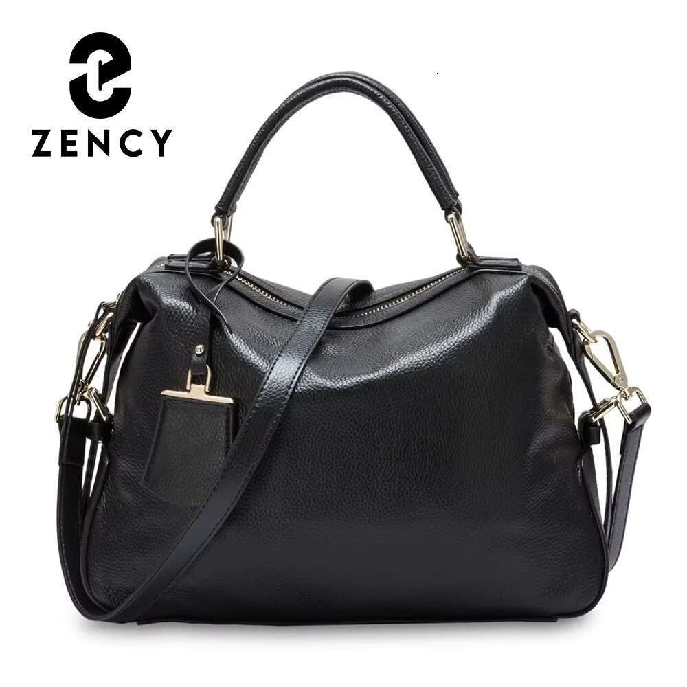 Zency Fashion Women Tote Bag 100% Genuine Leather Handbags Female Boston Charm Messenger Crossbody Purse Shoulder Bags