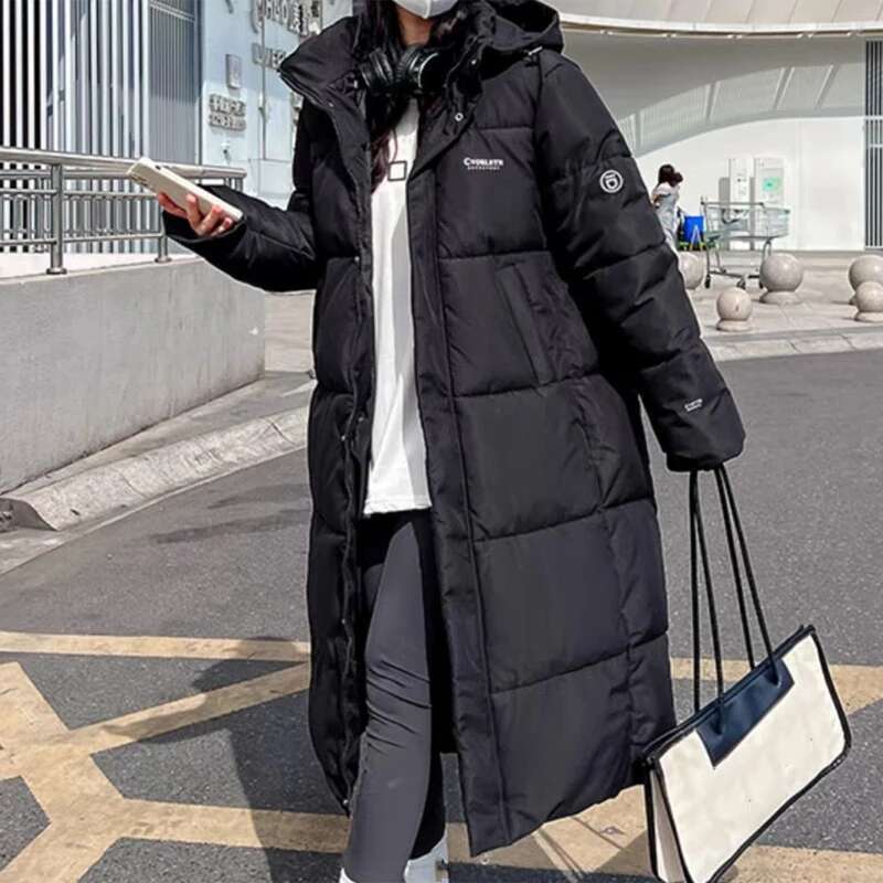 ITOOLIN Zipper Up Pockets Down Autumn Oversize Loose Turtleneck Thicken Long Coat Winter Women Casual Parkas