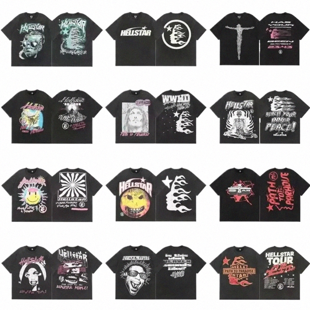 Hellssstar Shirt Designer Summer Dress T-Shirt Halloween Quality Trend Shirt With Monogrammed Print Short Sleeve Mens Hip Hop Clothing Hellness Star T-Shirt 151