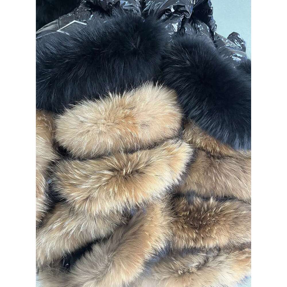 Maomaokong Winter Jacket Women Parkas Duck Down Lining Coat Real Raccoon Fur Collar Warm Black Streetwear