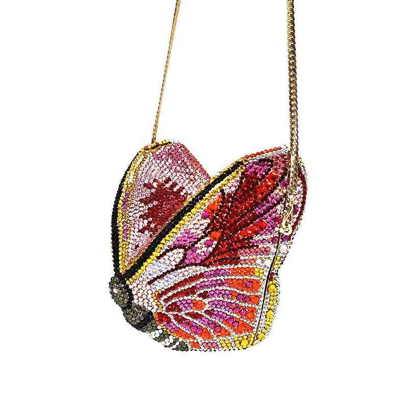 SIZE Elegant SMALL women evening party purses bridal wedding bag vintage butterfly crystal clutches bags