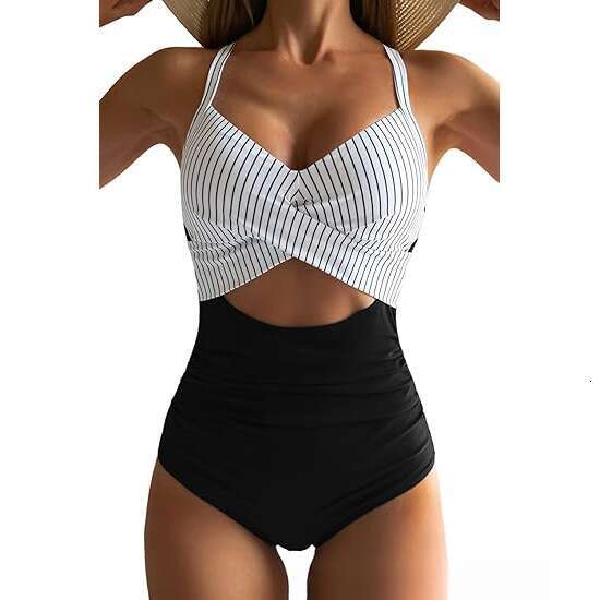 European and American one-piece sexy hollow women's swimsuit backless tight strap bikini 2025 new casual versatile fashion clothing