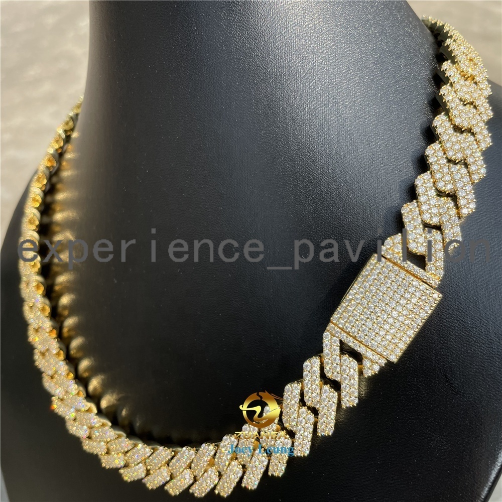 Pass Diamond Tester S925 Mens Initial Necklace VVS Moissanite Diamond Hip Hop Jewelry Fully Iced Out Miami Cuban Link Chain