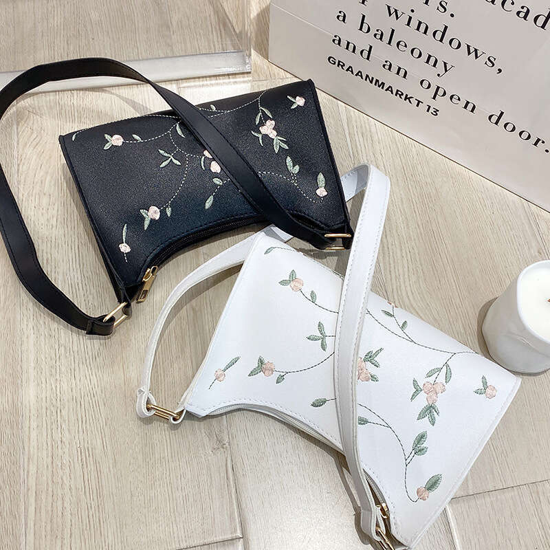 Embroidered 2022 Ladies Handbag Women's Shoulder Fashion Simple Hobo Underarm Bag