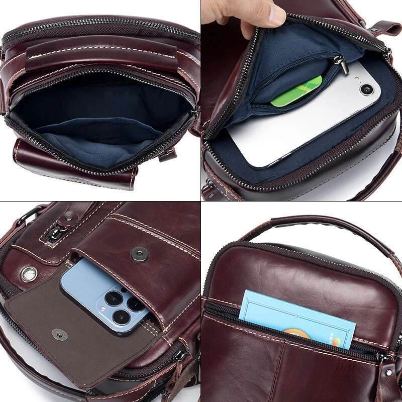 SCHLATUM 100% Genuine Leather Vintage Chest For Men Shoulder Casual Messenger Crossbody Bag