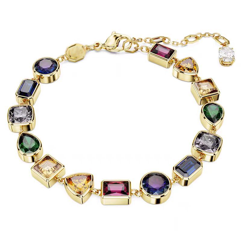 Luxury colorful crystal geometry charm bracelet for women summer dopamine elegant womens designer bracelets bangle necklace wedding jewelry