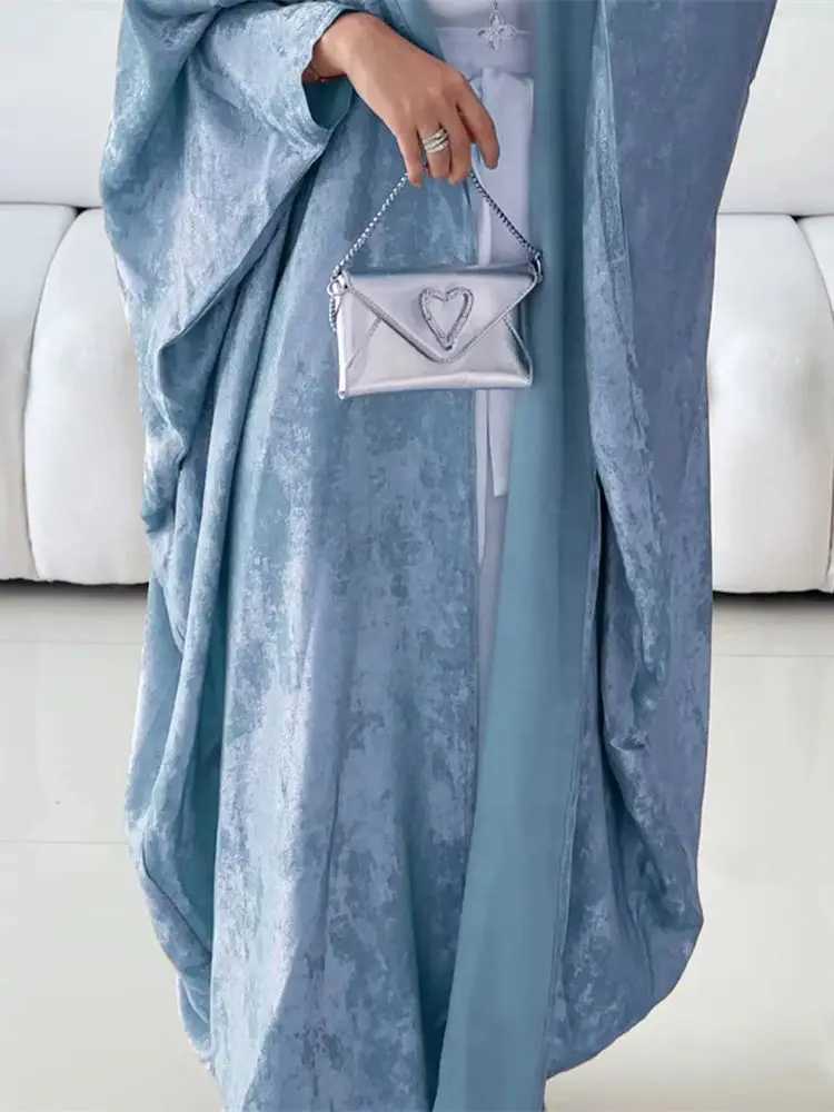 Abayas For Women Eid Shiny Batwing Satin Open Kimono Abaya Dubai Luxury Muslim Kaftan Dress Islam Clothing Caftan Marocain Femme X250514